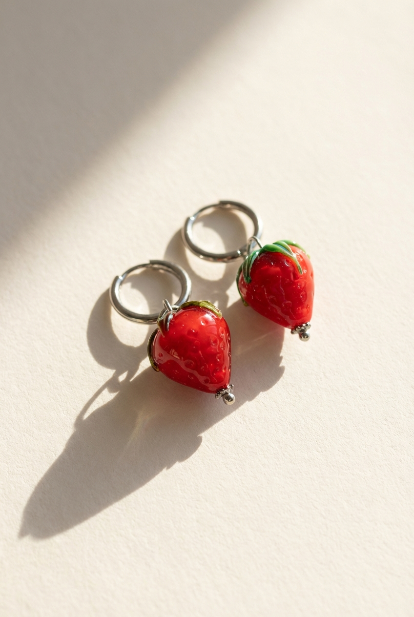 Erdbeer Glas Ohrringe