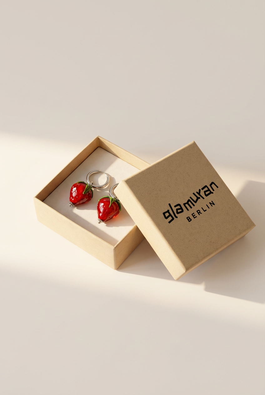 Erdbeer Glas Ohrringe