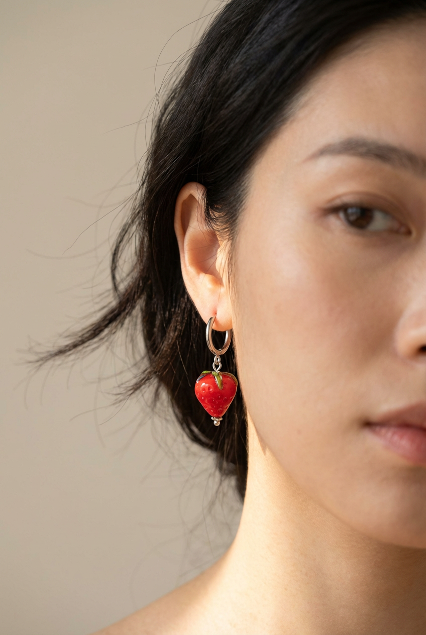 Erdbeer Glas Ohrringe