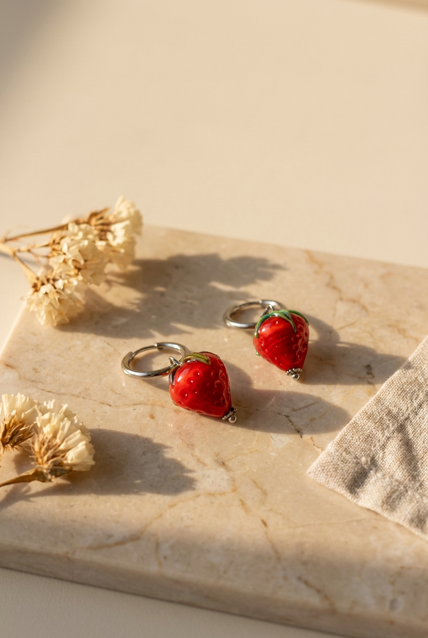 Erdbeer Glas Ohrringe