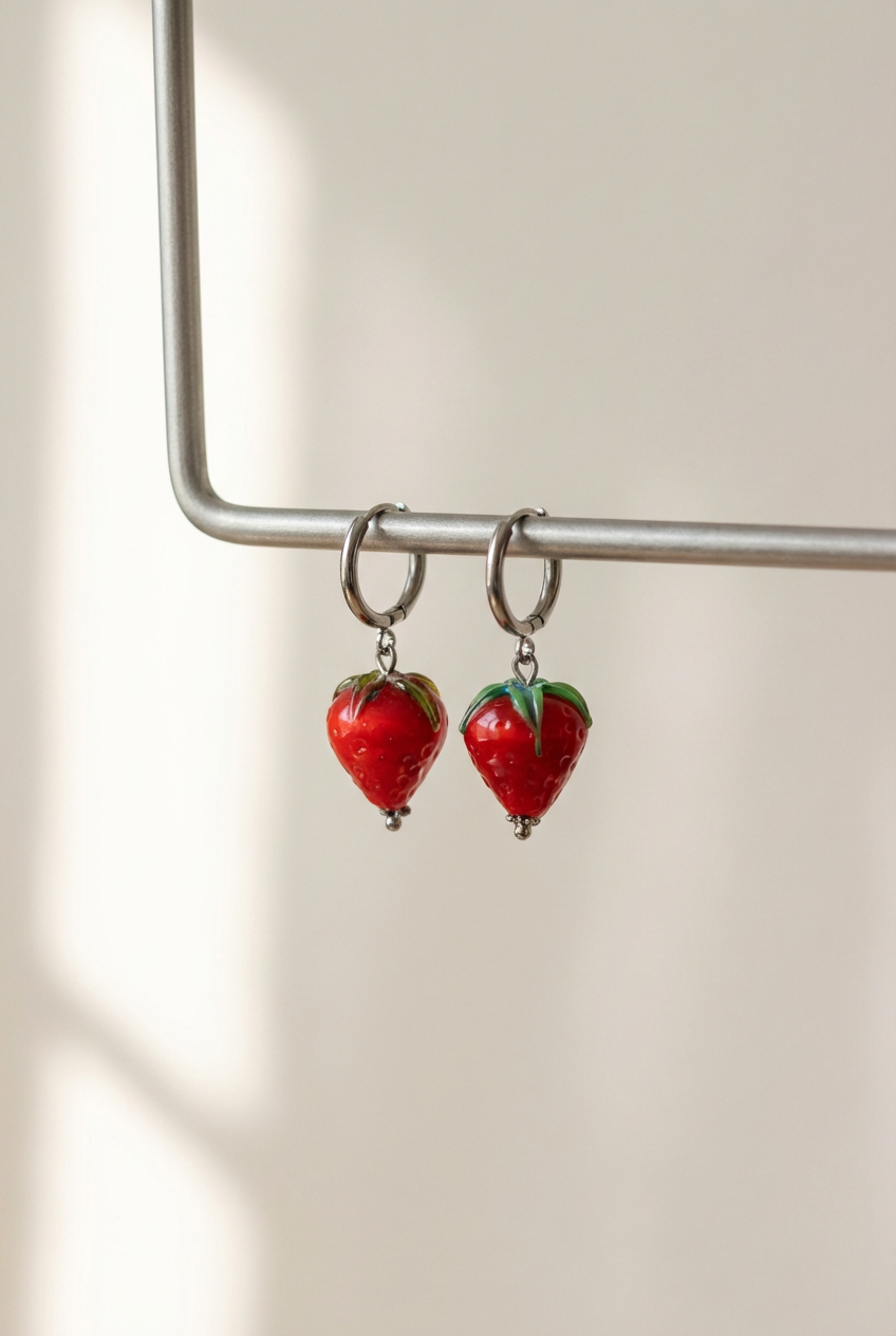 Erdbeer Glas Ohrringe